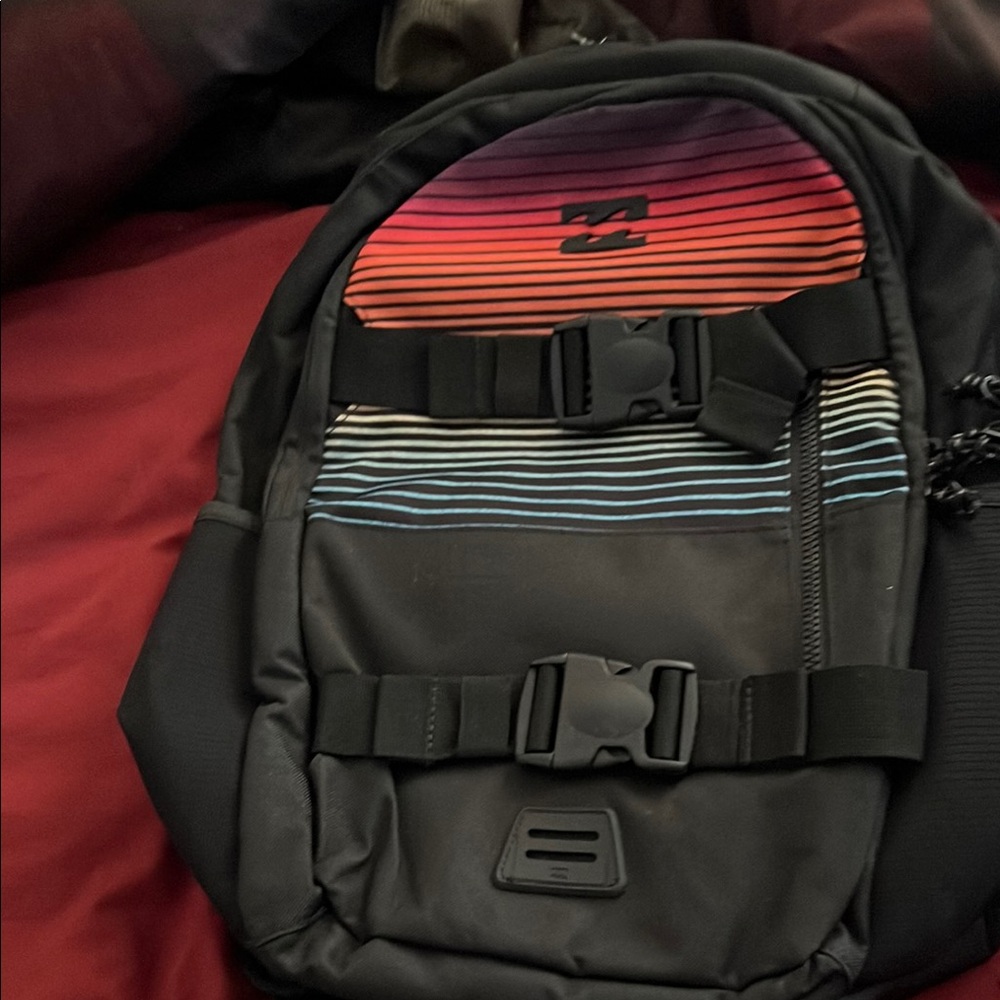 Billabong Black and Red Backpack with Durable Design